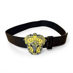 Vintage Y2K Diesel Leather Belt Size 34 Made in Italy Western